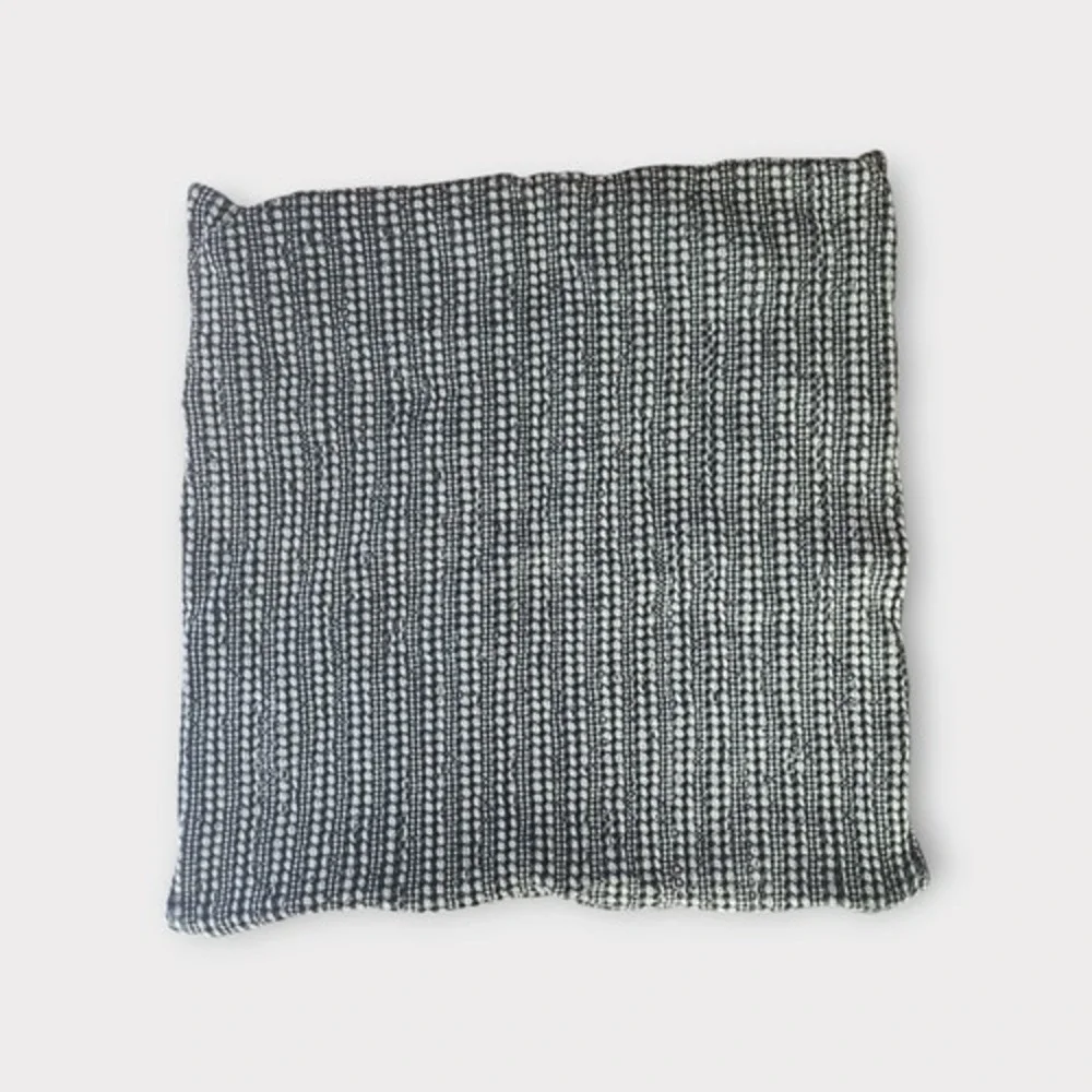 Pottery Barn Euro Pillow Cover Square Black Textured Woven Zipper Closure Boho